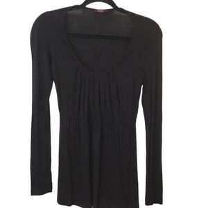 mark. Women's Black Pintuck Pleats Scoop Neck Tunic Top Size S